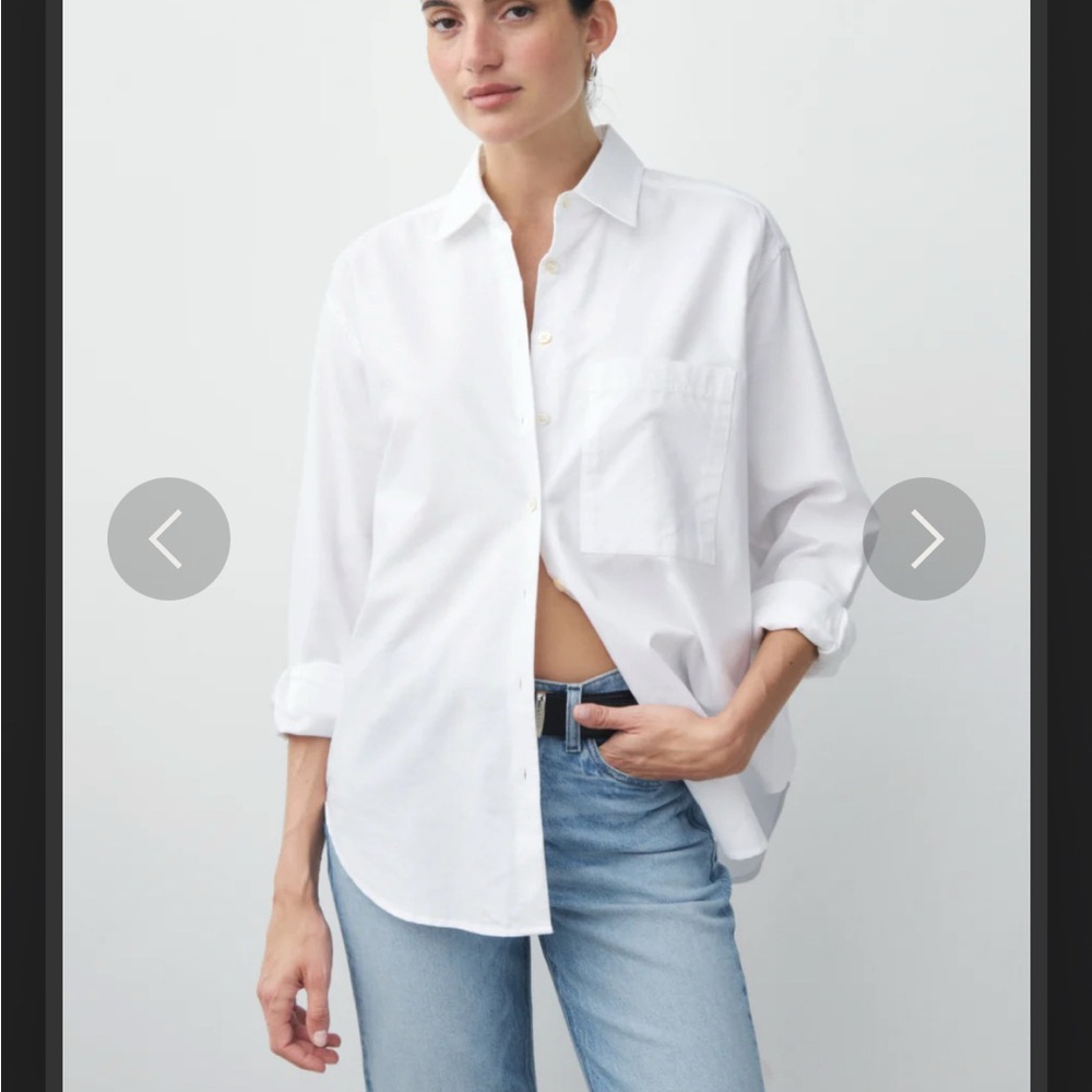 AYR, XS, The Deep End.White Button-Up Shirt. 100% cotton